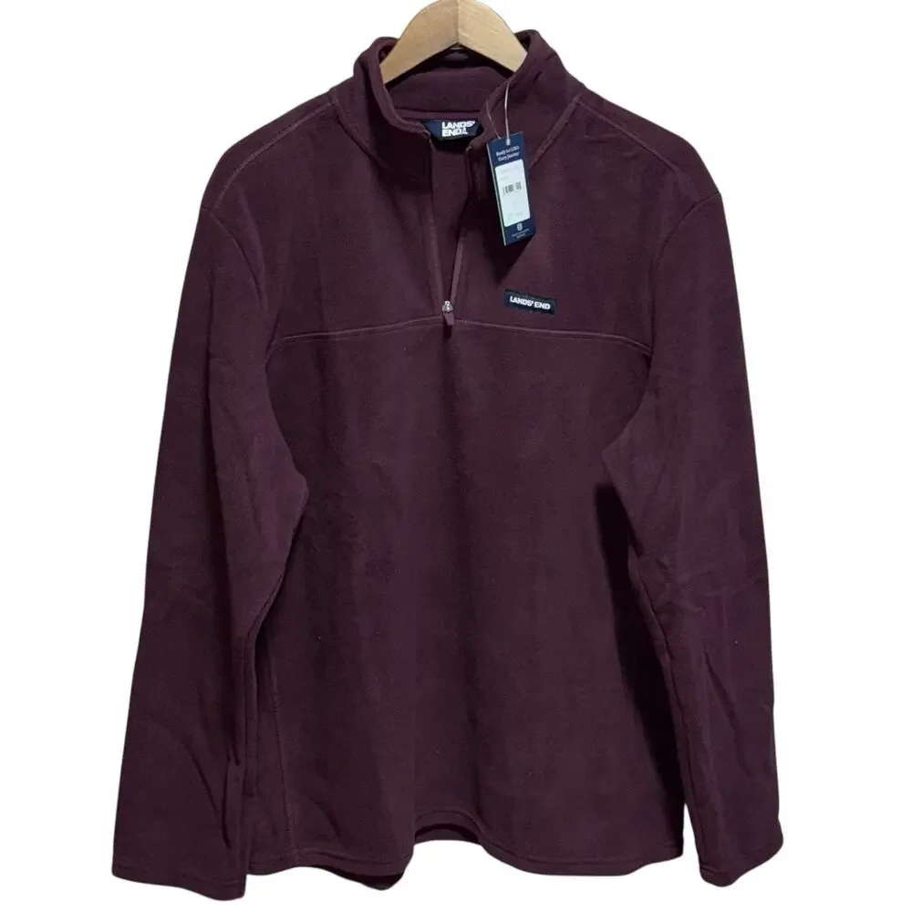 Sweater for Men's Burgundy microfleece pull over Zip neck long sleeve SZ/ M